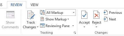 Review Tab in MS Word