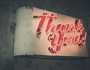 A thank-you sign.