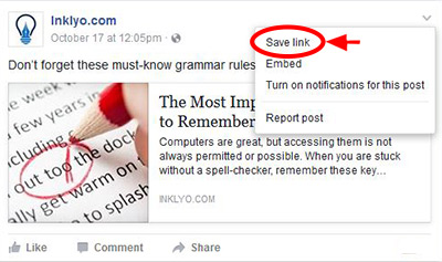 Save Link Example - Facebook