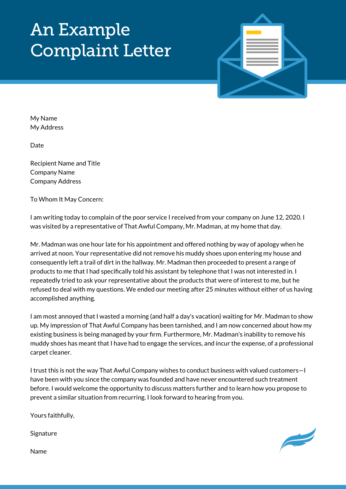 sample complaint letter against boss