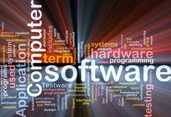 A colourful background covered with numerous words, including API, software, computer, application programming interface, and hardware.