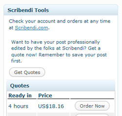 A screenshot of the Scribendi.com WordPress Plugin.